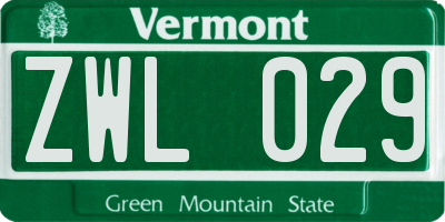 VT license plate ZWL029