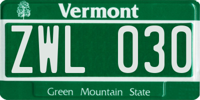 VT license plate ZWL030