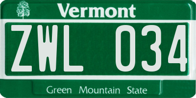 VT license plate ZWL034