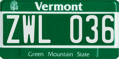 VT license plate ZWL036