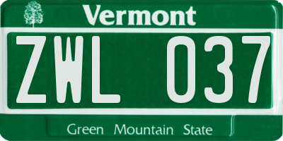 VT license plate ZWL037