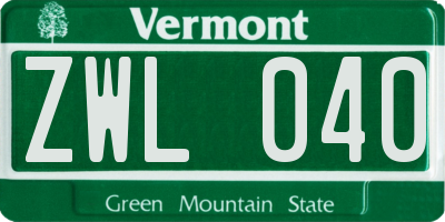 VT license plate ZWL040