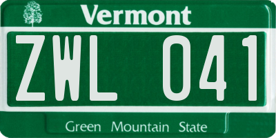 VT license plate ZWL041