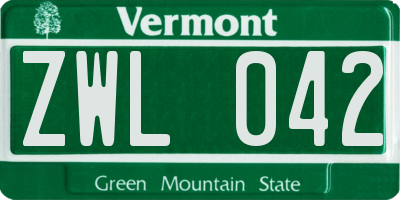 VT license plate ZWL042