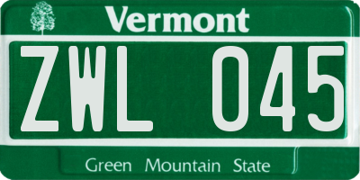 VT license plate ZWL045