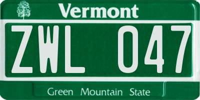 VT license plate ZWL047