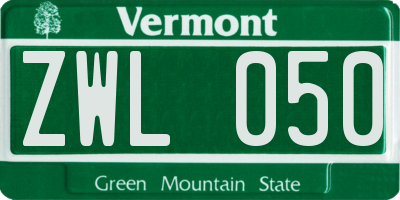 VT license plate ZWL050
