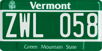 VT license plate ZWL058