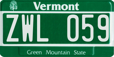 VT license plate ZWL059