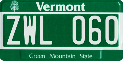 VT license plate ZWL060