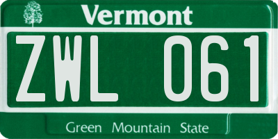 VT license plate ZWL061