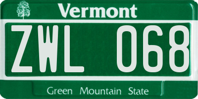 VT license plate ZWL068
