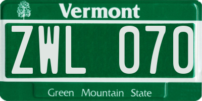 VT license plate ZWL070