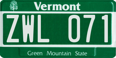 VT license plate ZWL071
