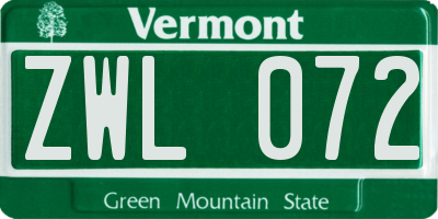VT license plate ZWL072