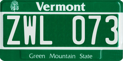 VT license plate ZWL073