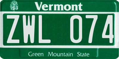 VT license plate ZWL074