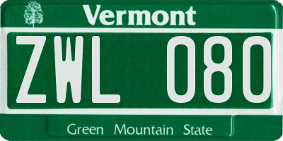 VT license plate ZWL080