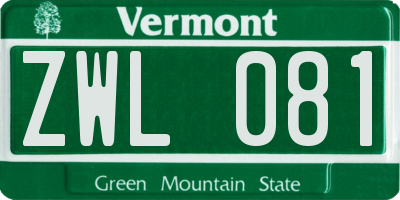 VT license plate ZWL081