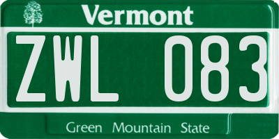 VT license plate ZWL083
