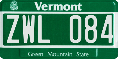 VT license plate ZWL084