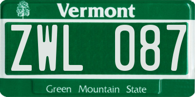 VT license plate ZWL087