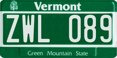 VT license plate ZWL089