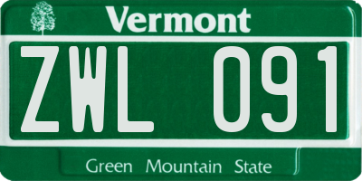 VT license plate ZWL091
