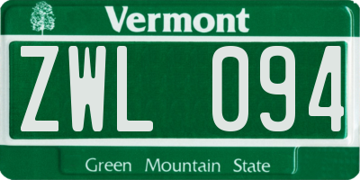 VT license plate ZWL094