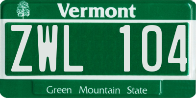 VT license plate ZWL104
