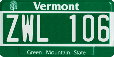 VT license plate ZWL106