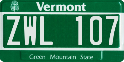 VT license plate ZWL107