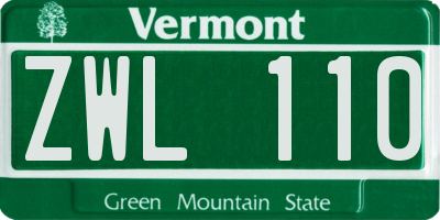 VT license plate ZWL110