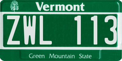 VT license plate ZWL113