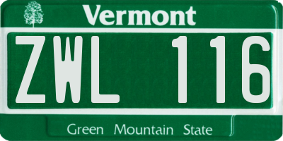 VT license plate ZWL116