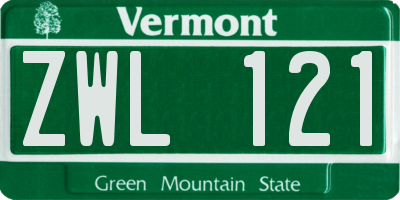 VT license plate ZWL121