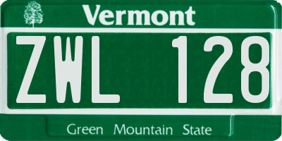 VT license plate ZWL128