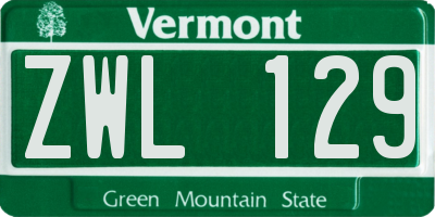 VT license plate ZWL129