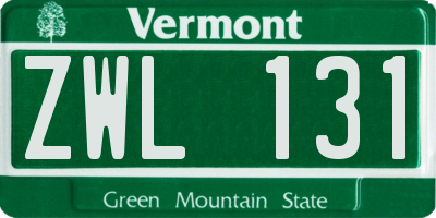 VT license plate ZWL131