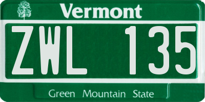 VT license plate ZWL135
