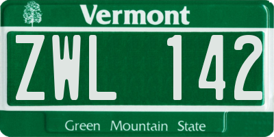 VT license plate ZWL142