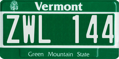 VT license plate ZWL144