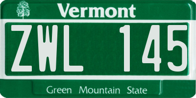 VT license plate ZWL145