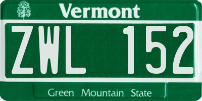 VT license plate ZWL152