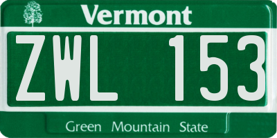 VT license plate ZWL153