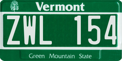 VT license plate ZWL154