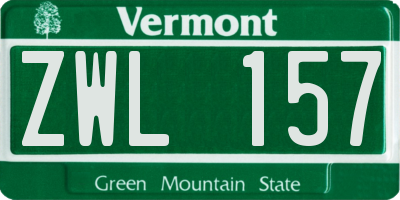 VT license plate ZWL157