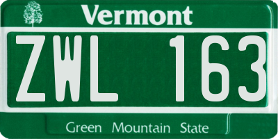 VT license plate ZWL163