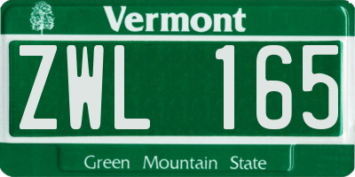 VT license plate ZWL165