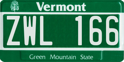 VT license plate ZWL166